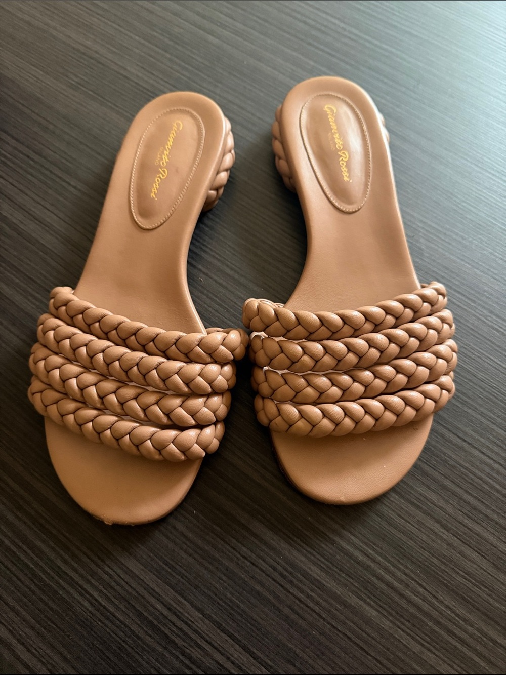 Gianvito Rossi Ischia Nappa Praline Leather Sandals Beige EU Size 40